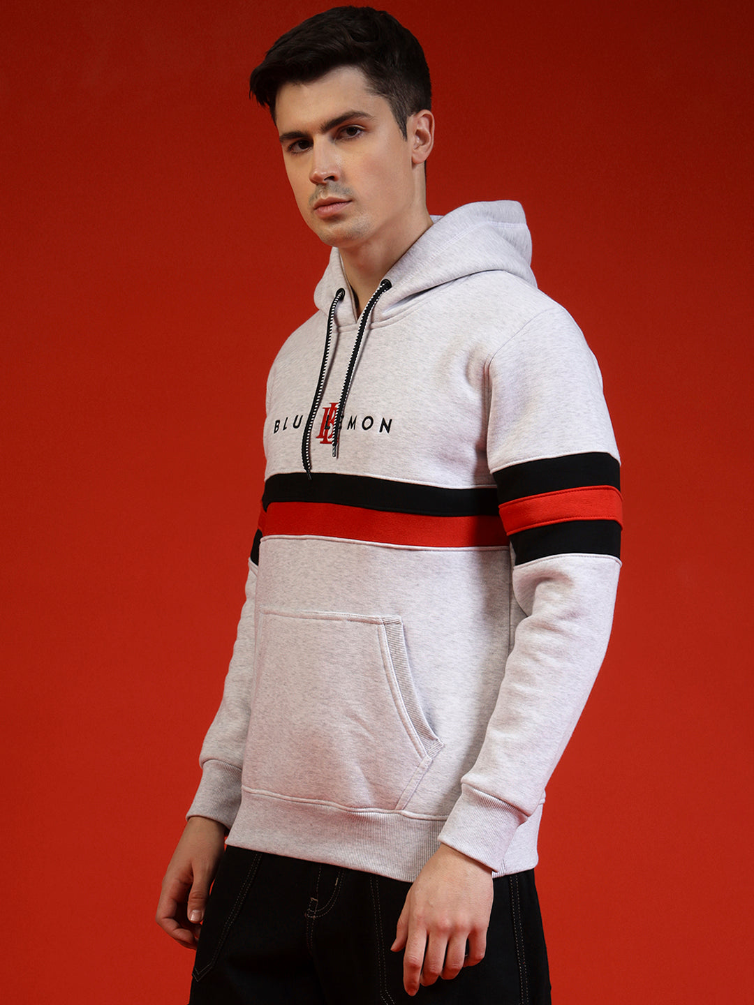 Blue Lemon Sandy Beige Full Stripped Hoodie