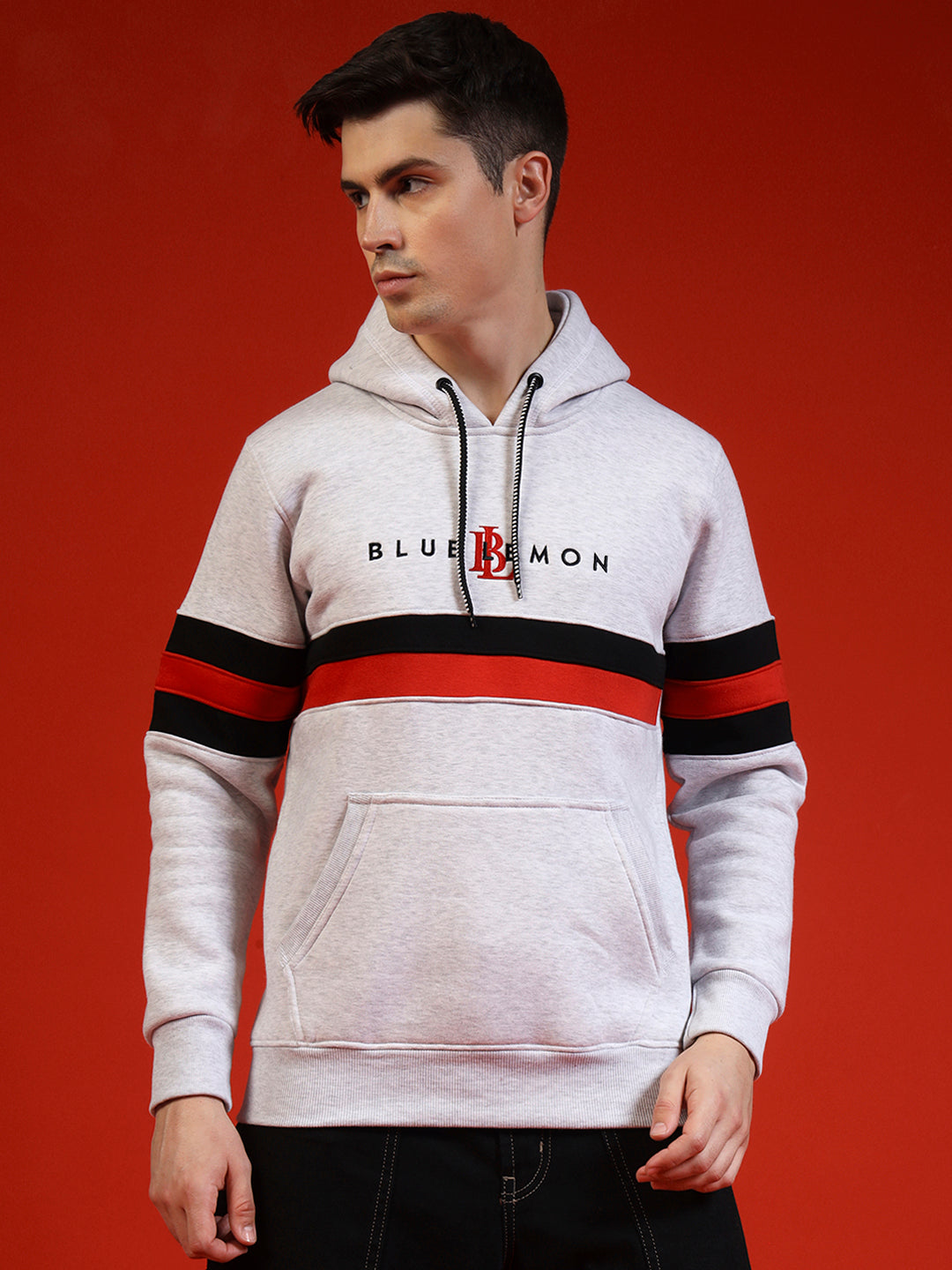 Blue Lemon Midnight Black Full Stripped Hoodie