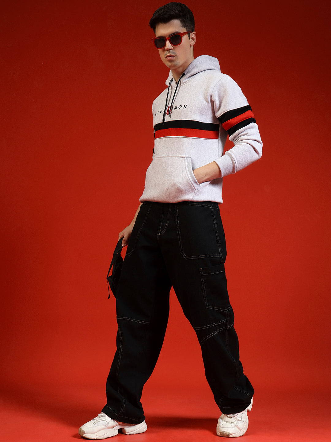 Blue Lemon Midnight Black Full Stripped Hoodie