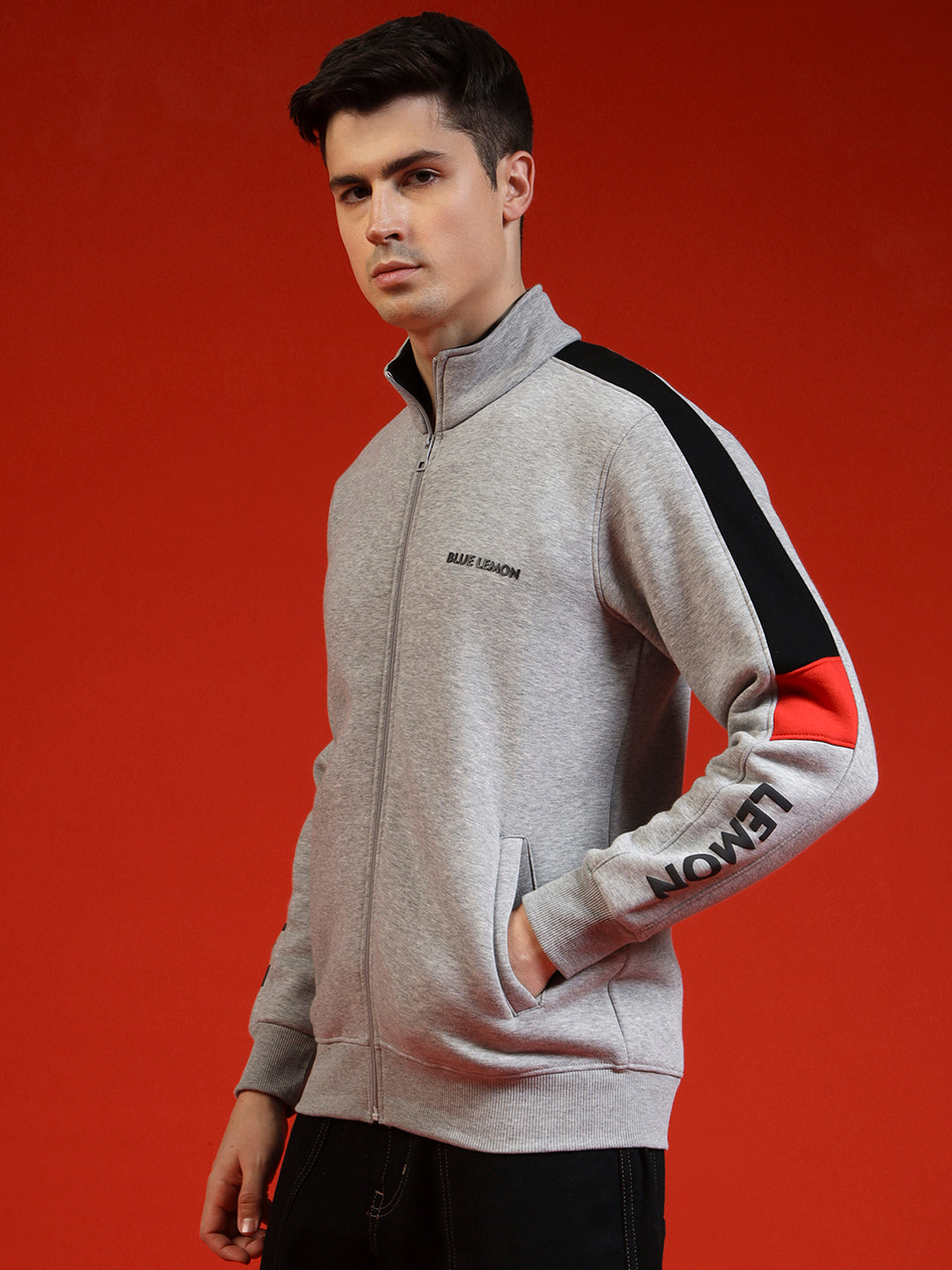 Blue Lemon Grey Half Stripped Sweatshirt