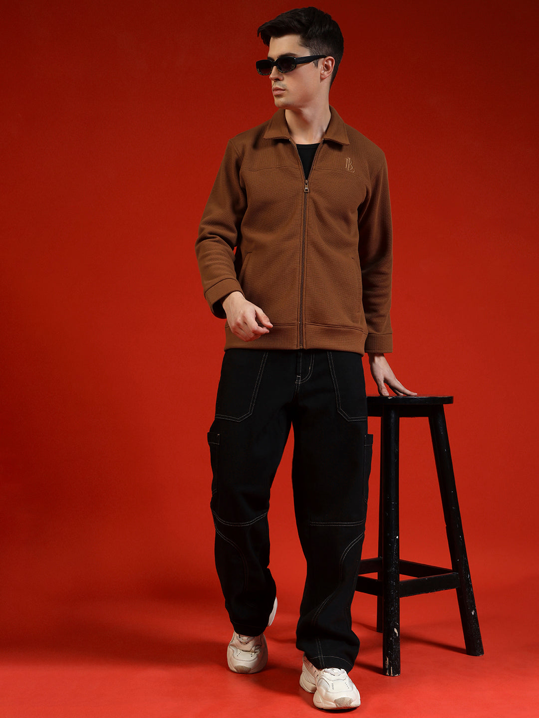 Blue Lemon Hazelnut Brown Zip up Sweatshirt