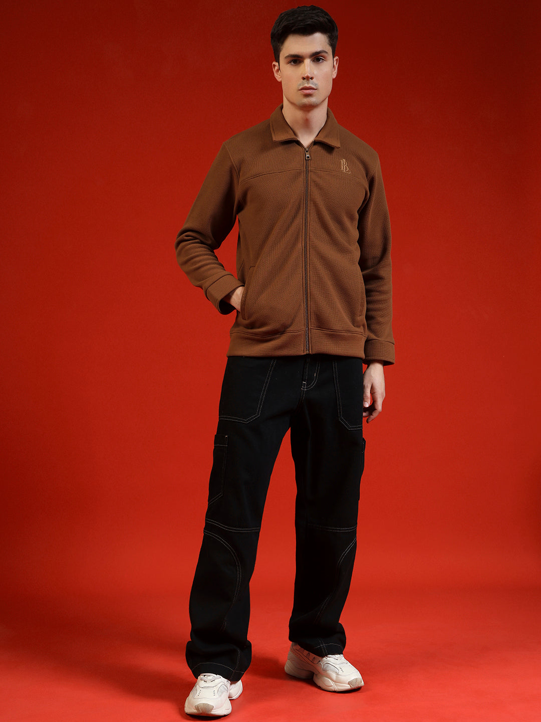 Blue Lemon Hazelnut Brown Zip up Sweatshirt