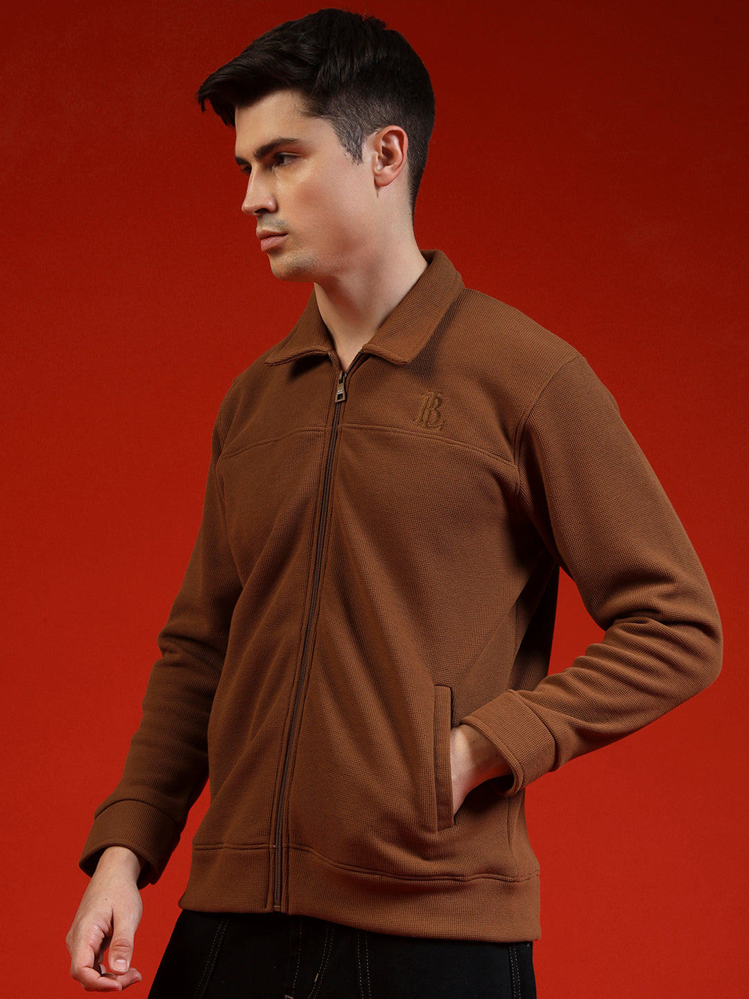 Blue Lemon Hazelnut Brown Zip up Sweatshirt