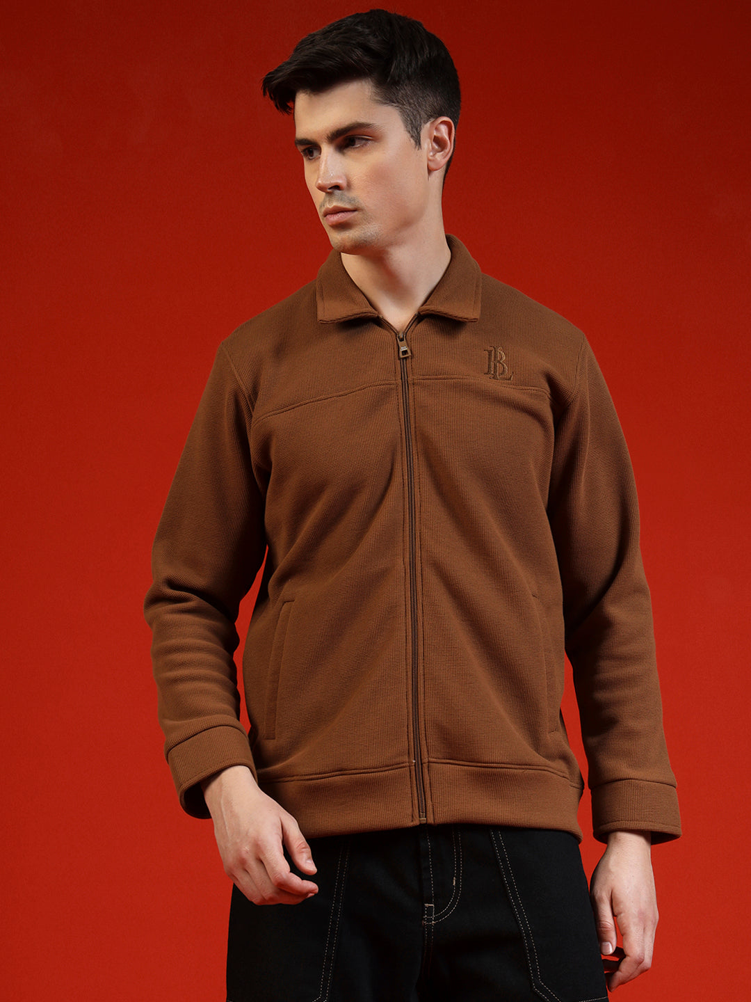 Blue Lemon Hazelnut Brown Zip up Sweatshirt