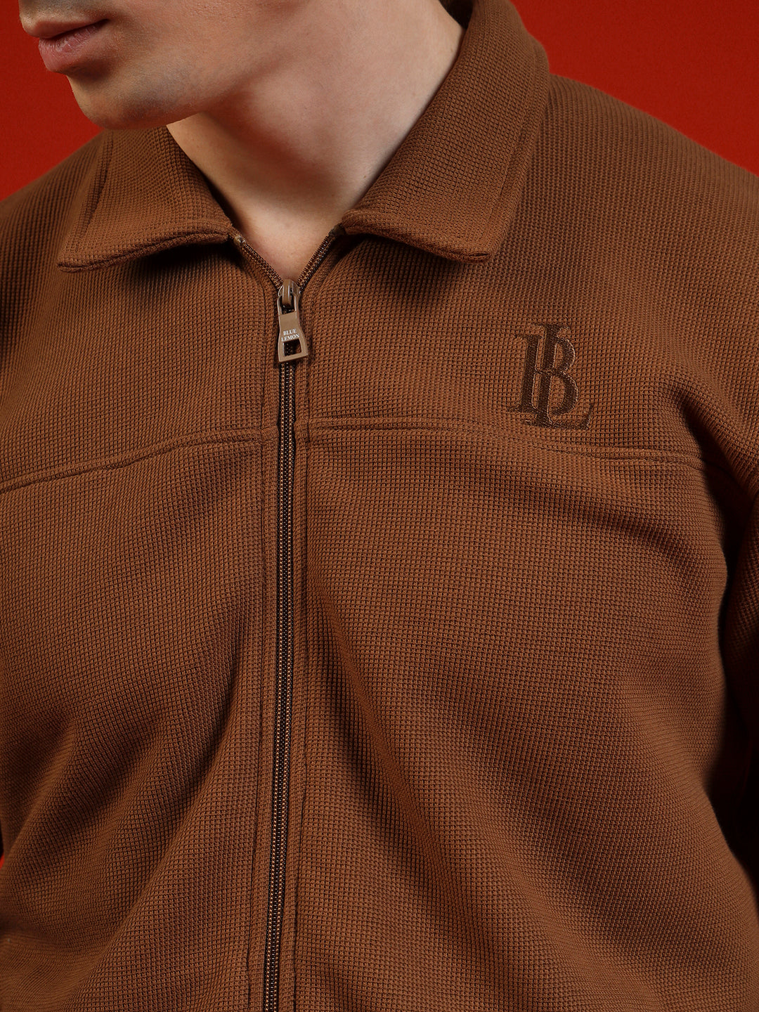 Blue Lemon Hazelnut Brown Zip up Sweatshirt