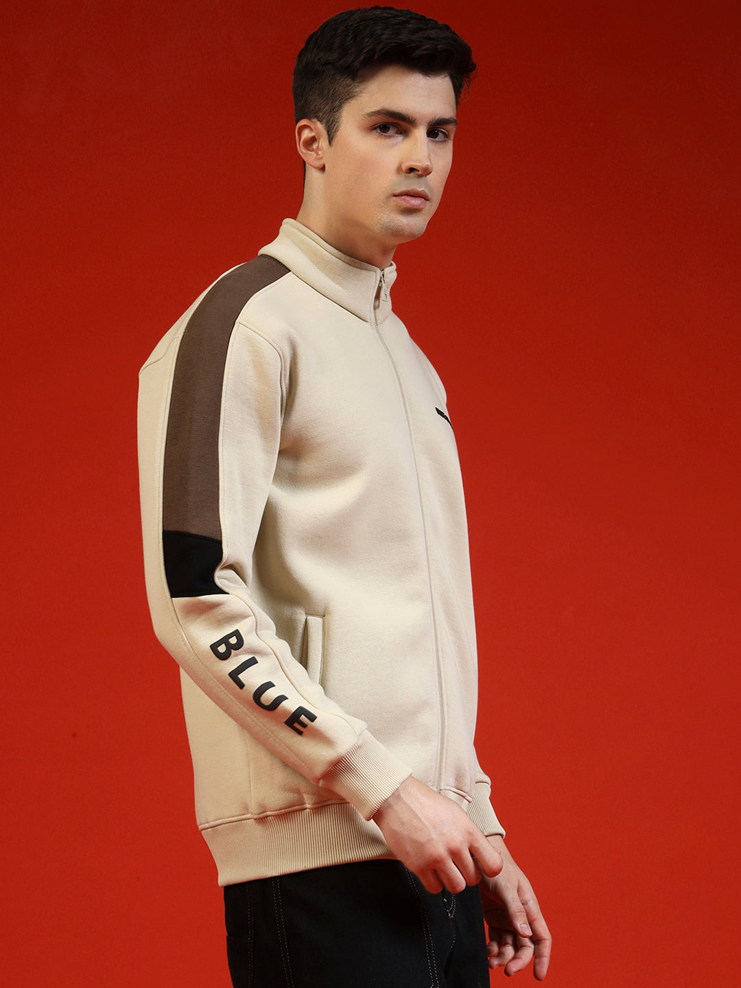 Blue Lemon Hash Brown Half Stripped Sweatshirt