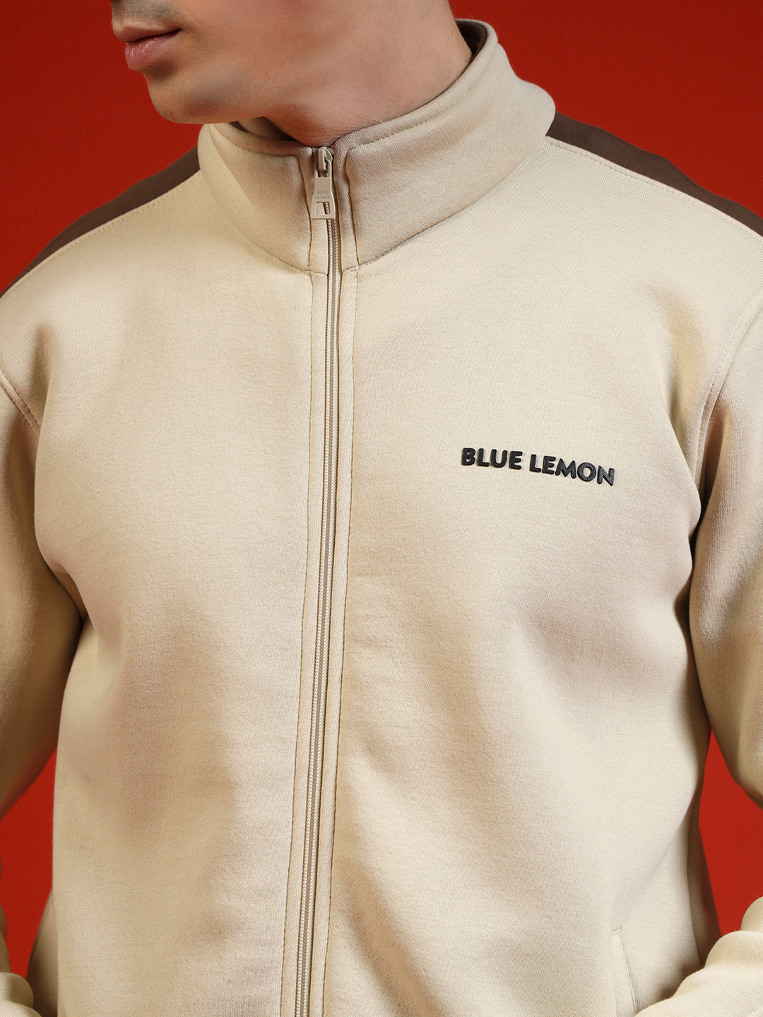 Blue Lemon Hash Brown Half Stripped Sweatshirt