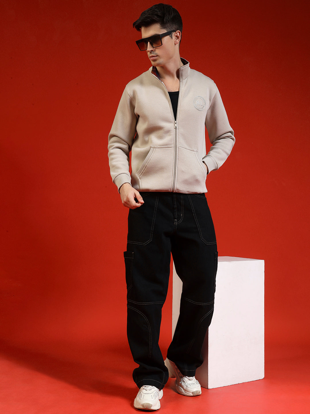 Blue Lemon Hazelnut Brown Zip up Sweatshirt