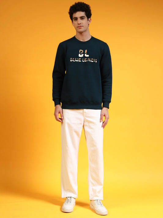 Blue Lemon Printed Dark Green Sweatshirt