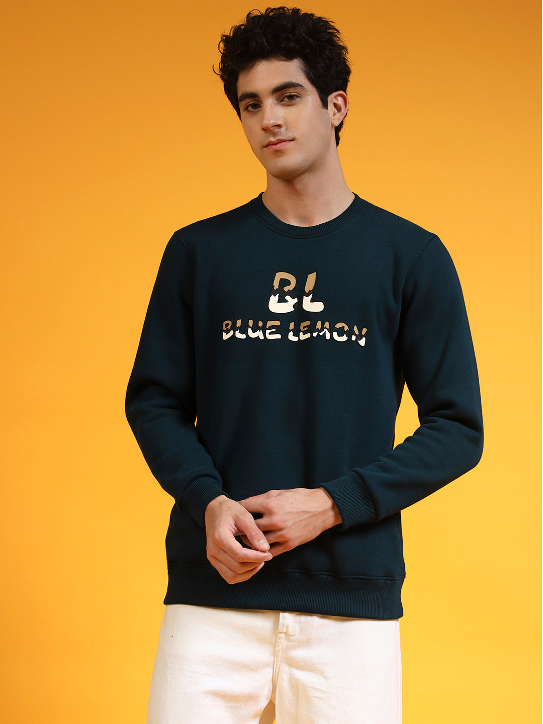 Blue Lemon Printed Dusty Brown Sweatshirt