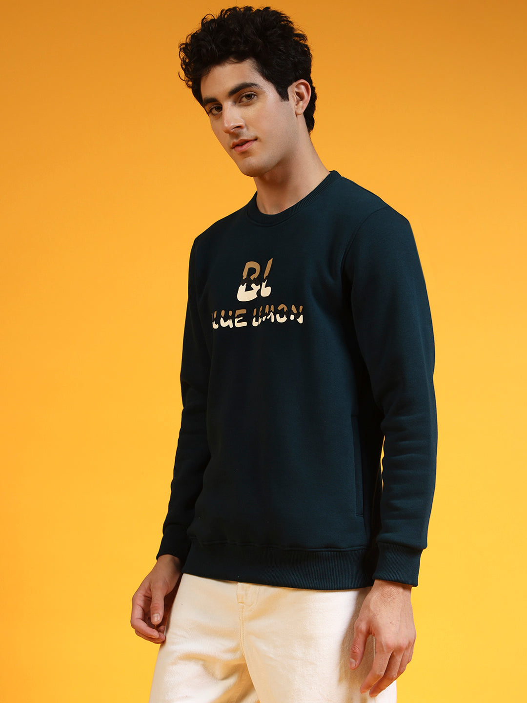 Blue Lemon Printed Dusty Brown Sweatshirt