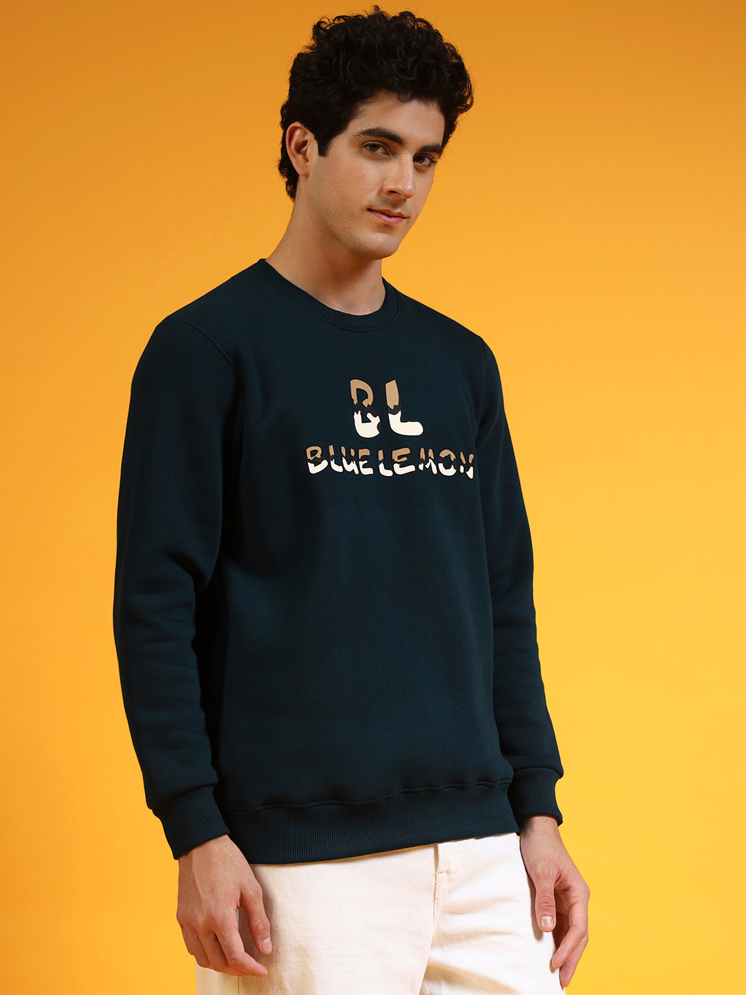 Blue Lemon Printed Dusty Brown Sweatshirt