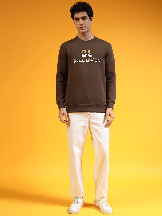 Blue Lemon Printed Dusty Brown Sweatshirt