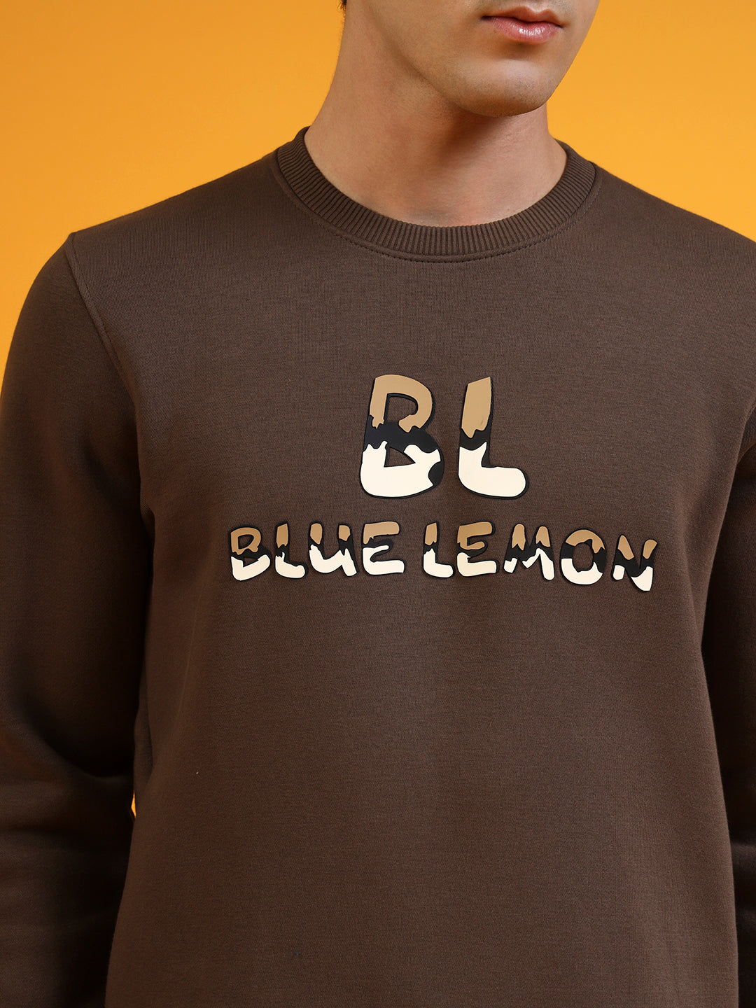 Blue Lemon Printed Dusty Brown Sweatshirt
