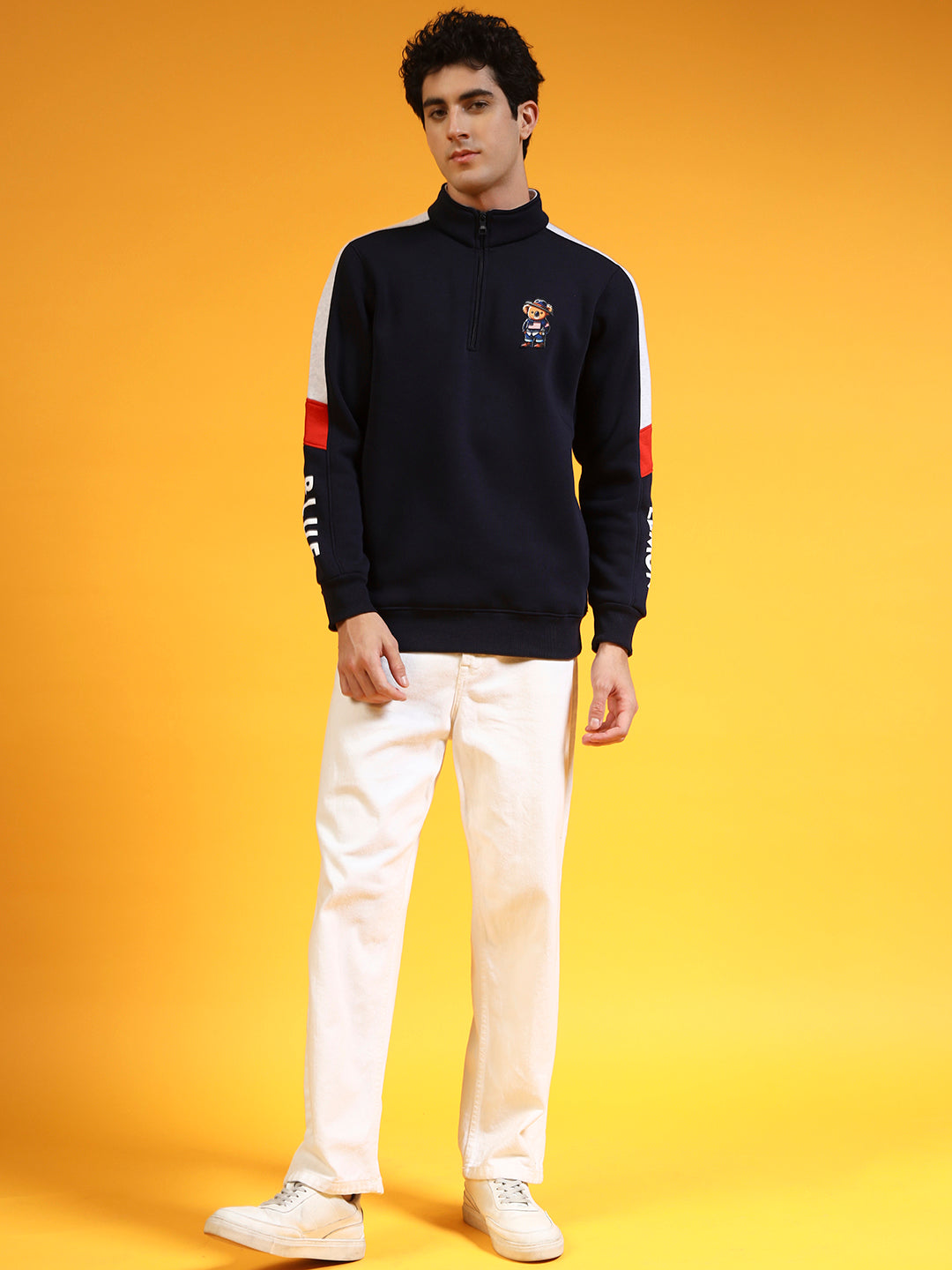 Blue Lemon Dark Blue Quater-Zip Sweatshirt